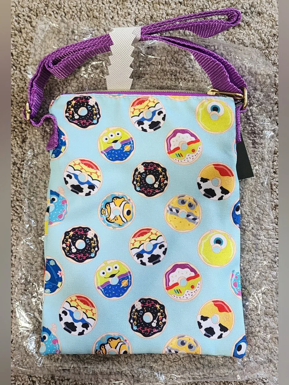 New Loungefly Disney Pixar Characters Donut Passport Crossbody Bag